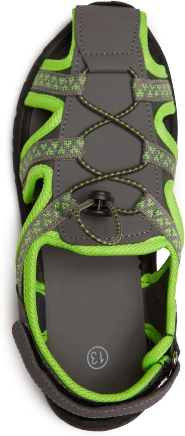 Skysole Boys Water Shoes, Rugged Closed Toe Back Strap Amphibian Sandals for Beach, Hiking & Outdoor Sports - Patterned/Solid
