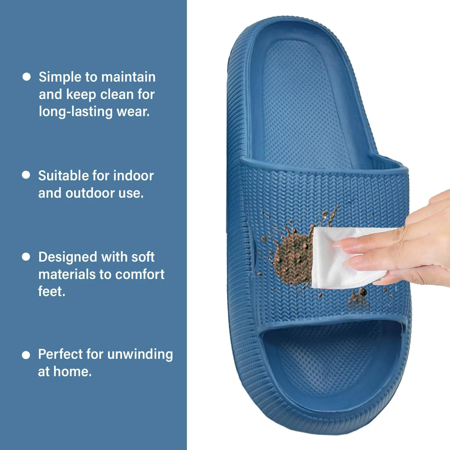 Slides Pillow Slippers for Women and Men Non Slip Quick Drying Shower Slides Bathroom Sandals | Thick Sole | Anti-Slip Cloud Slippers Lightweight Spa Open Toe Shower Sandals | Indoor & Outdoor