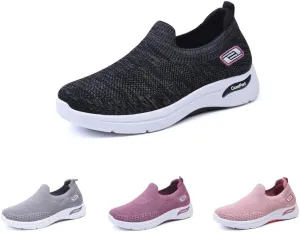 Slip Ins Womens Orthopedic Sneakers，Breathable Lightweight with Arch Support Slip on Walking Shoes Women's Soft Knitted Fabric Mesh Casual Non Slip Low Top Tennis Shoes ﻿