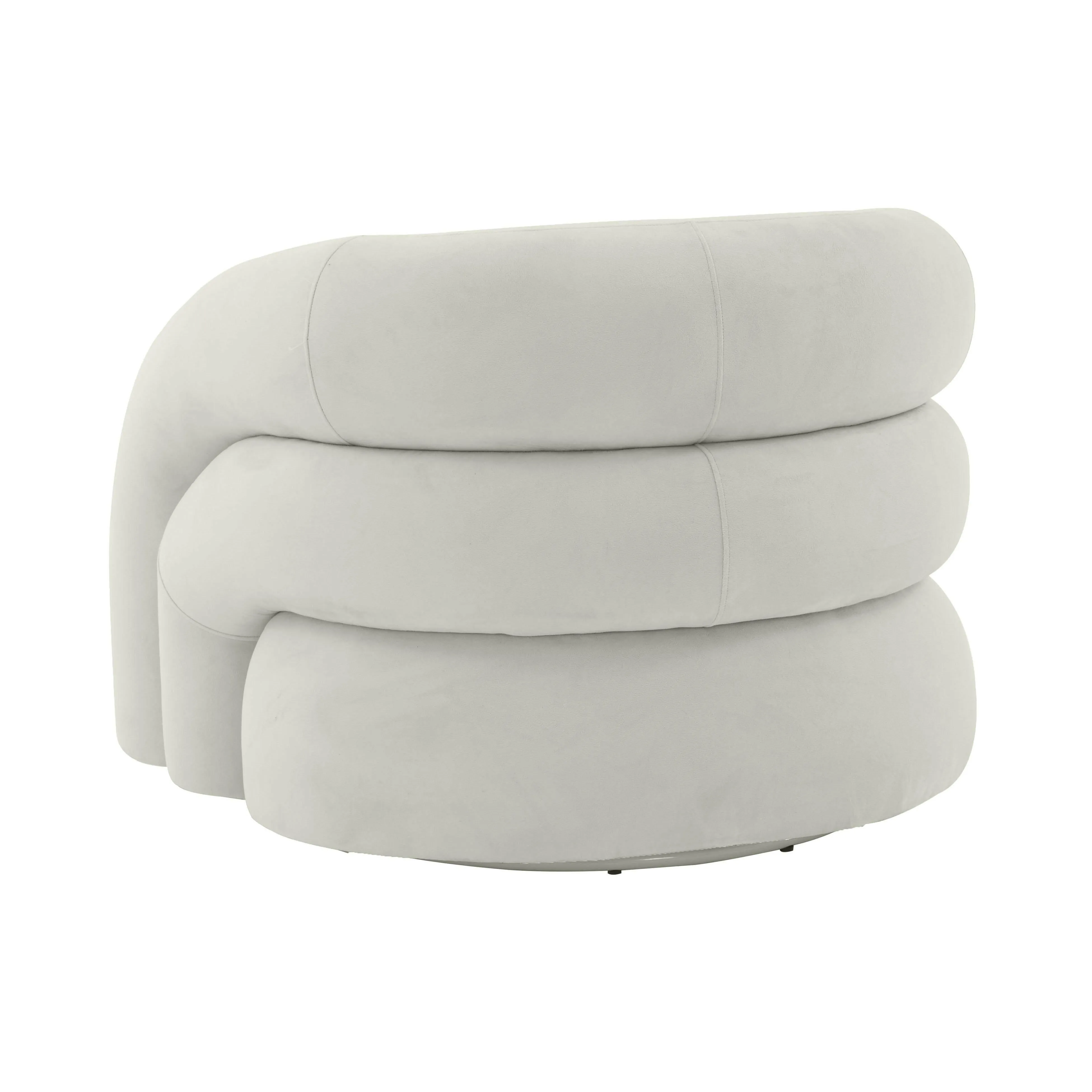 Slipper Light Grey Velvet Swivel Chair