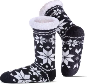 Slipper Socks for Women Fuzzy Non Slip Winter Thick Warm Soft Cozy Fleece Lining Home Socks with Grippers