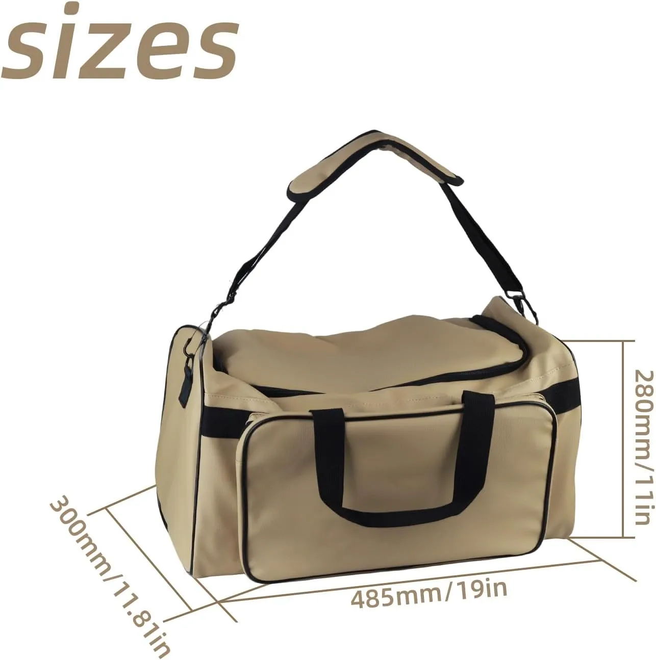 Sneaker Bag for Travel with 3 Adjustable Dividers for 4 Pairs of Shoes, 30L Outdoor Sports Bag/Gym Bag with Detachable Shoulder(Khaki)