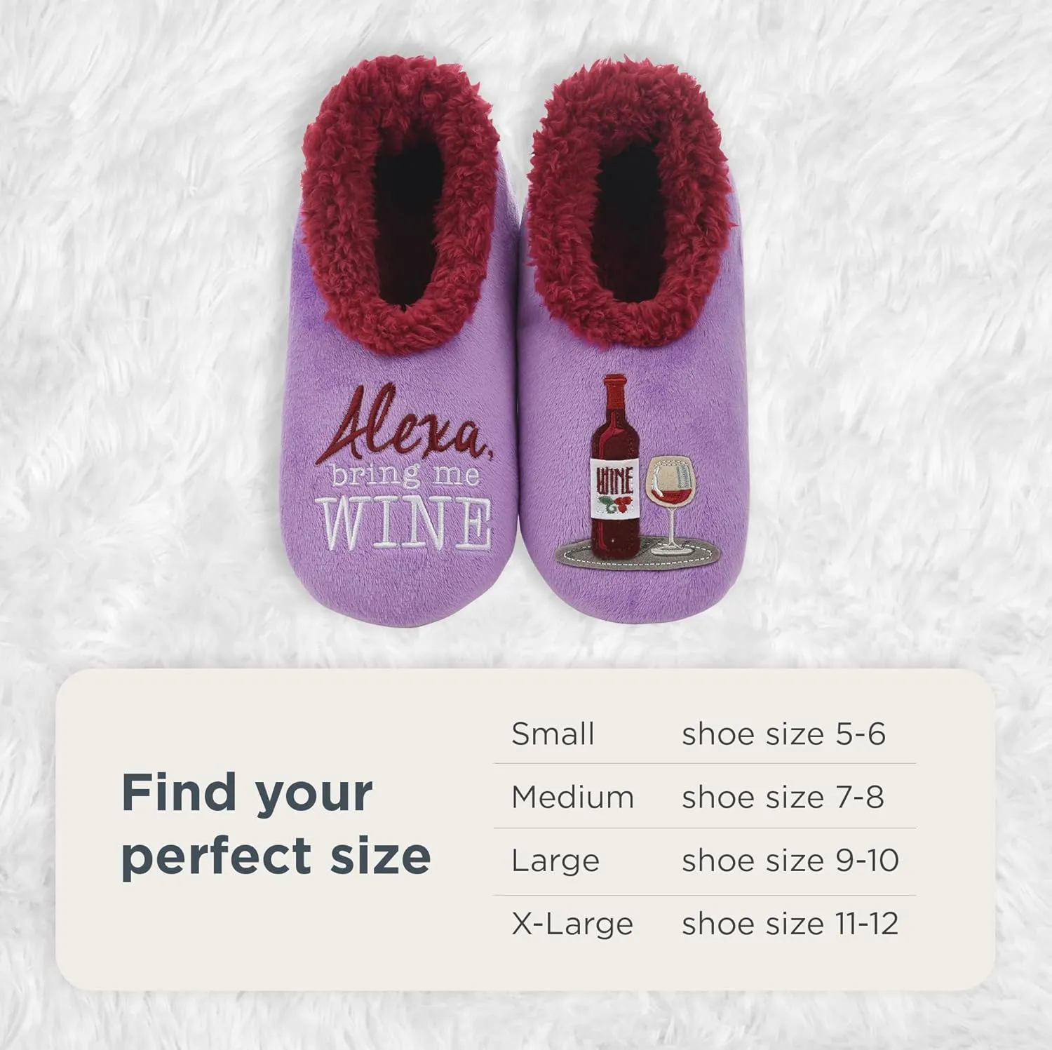 Snoozies Pairables Sherpa-lined Slipper Socks - Fuzzy and Cute Slippers for Women with Non-Slip Sole - Ladies Warm Slippers