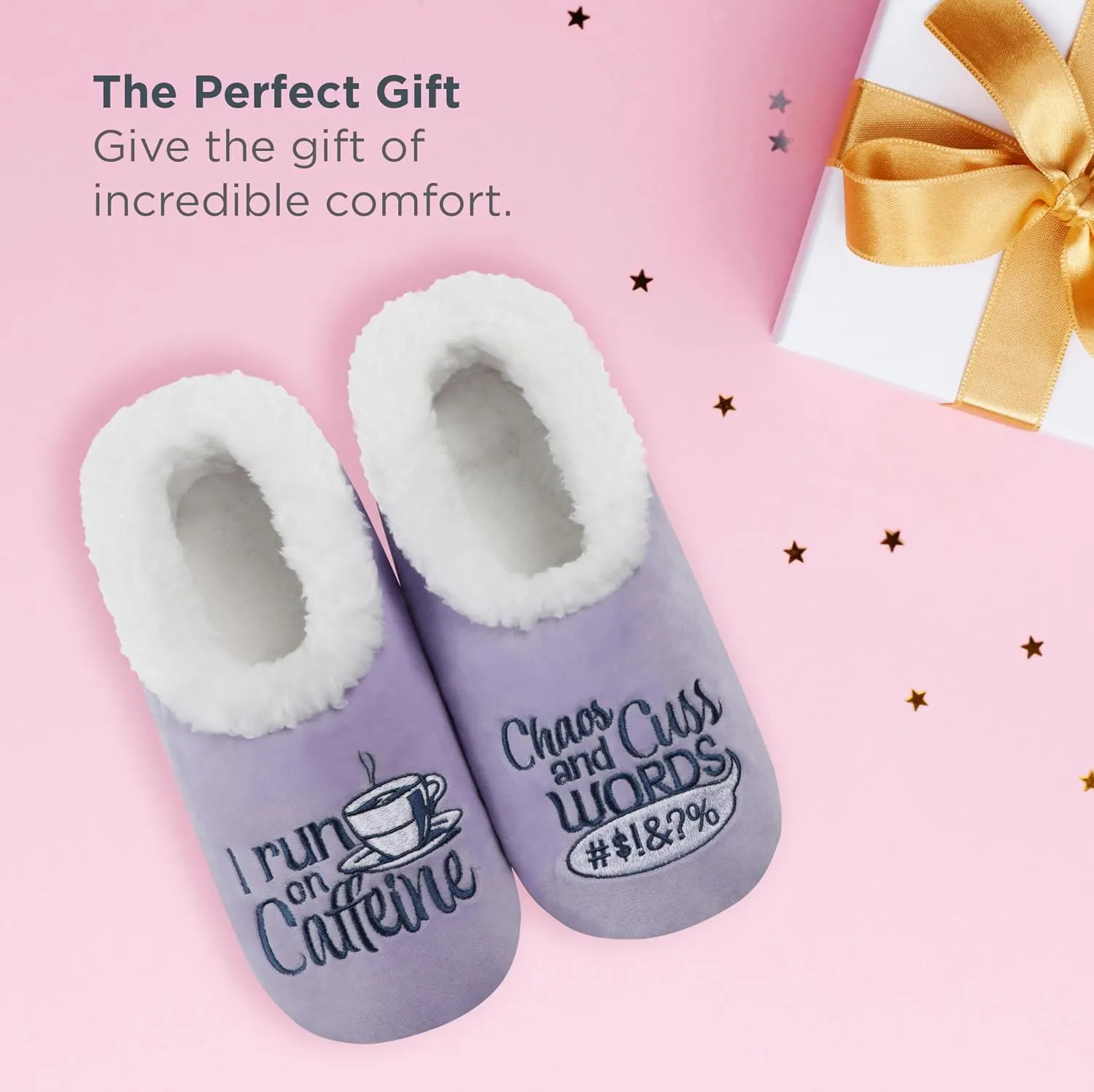 Snoozies Pairables Sherpa-lined Slipper Socks - Fuzzy and Cute Slippers for Women with Non-Slip Sole - Ladies Warm Slippers