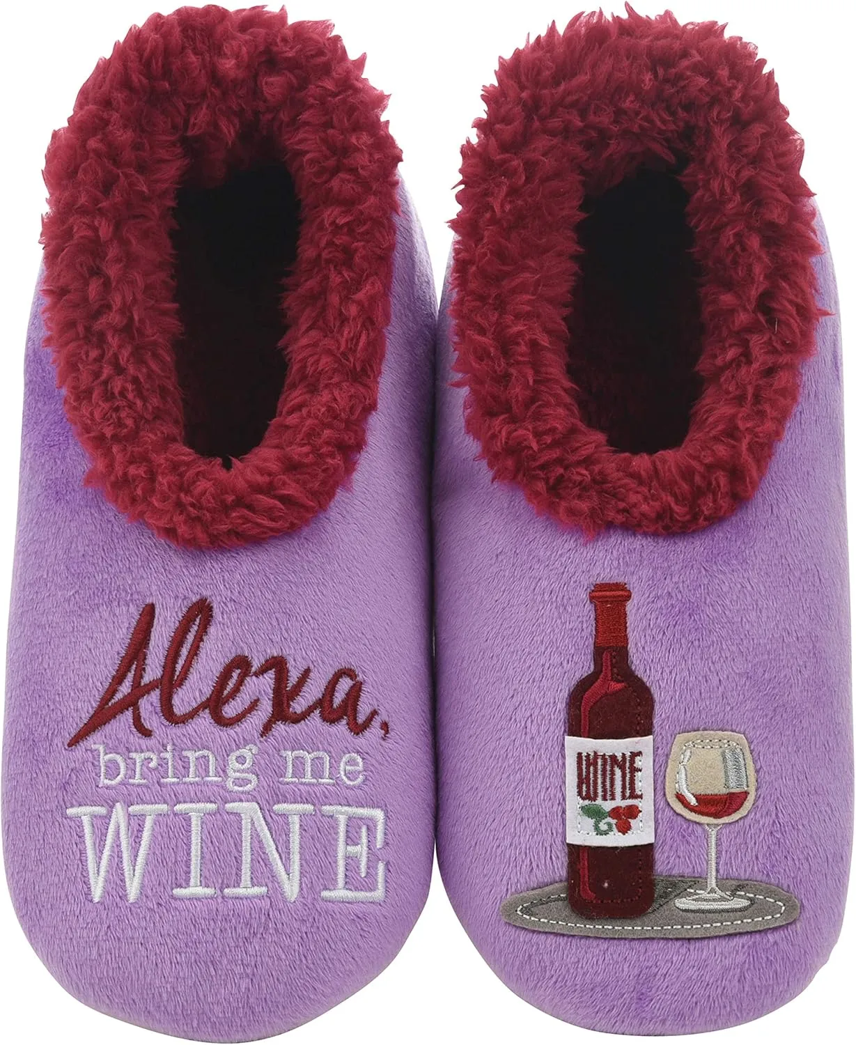 Snoozies Pairables Sherpa-lined Slipper Socks - Fuzzy and Cute Slippers for Women with Non-Slip Sole - Ladies Warm Slippers