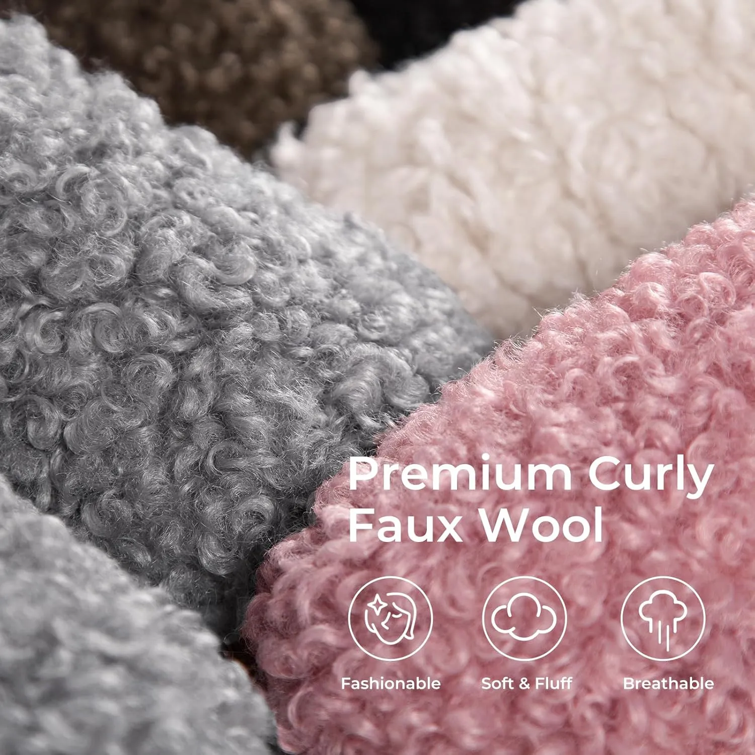 Snug Leaves Women's Scuff Slippers Furry Cute Curly Faux Wool Slip-on Indoor Memory Foam House Shoes