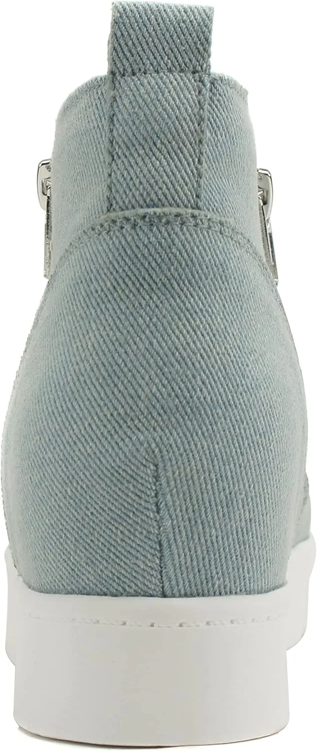 Soda Taylor Hidden Wedge Sole Booties Ankle Heels Sneaker Shoes Side Zipper