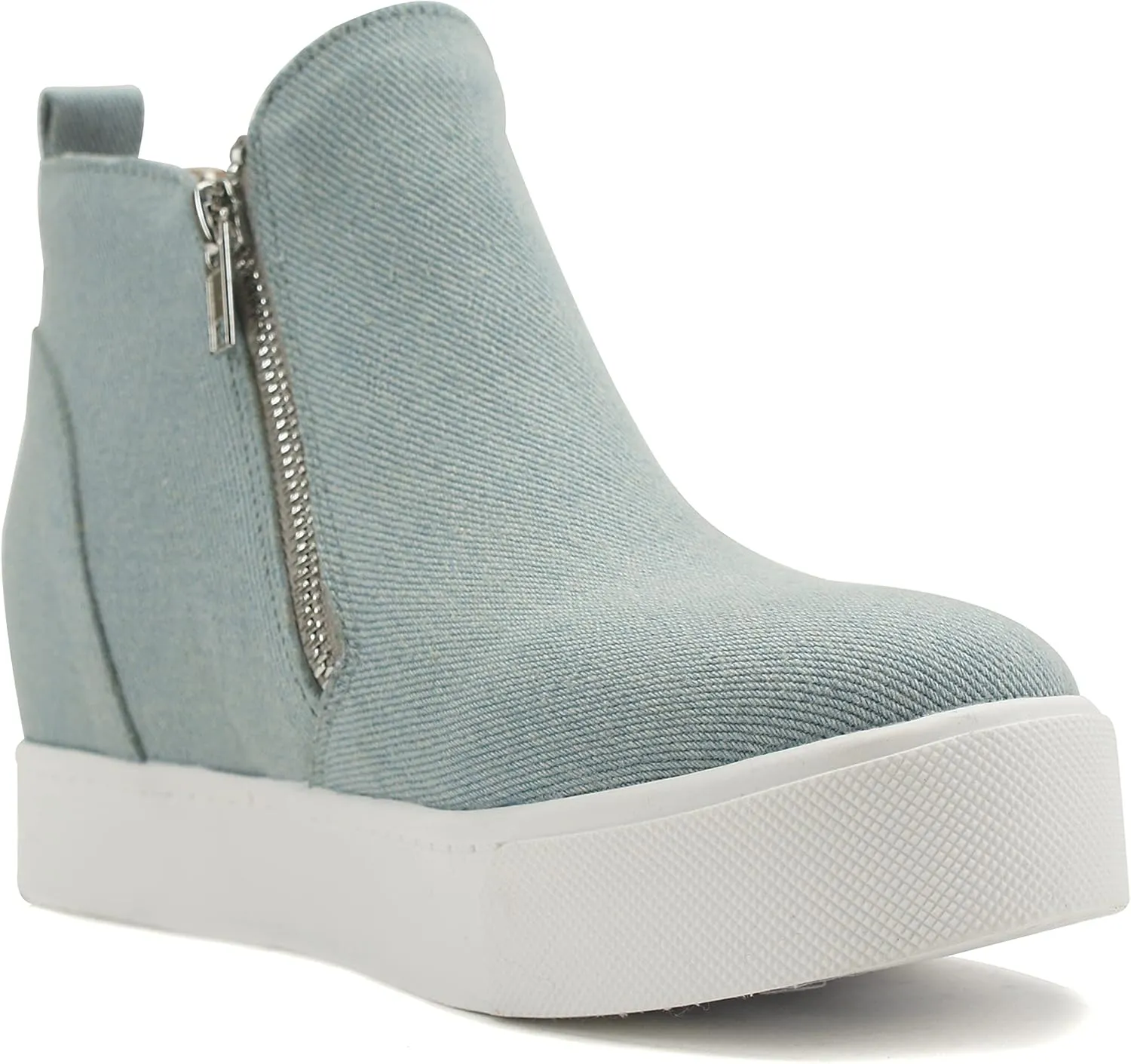 Soda Taylor Hidden Wedge Sole Booties Ankle Heels Sneaker Shoes Side Zipper