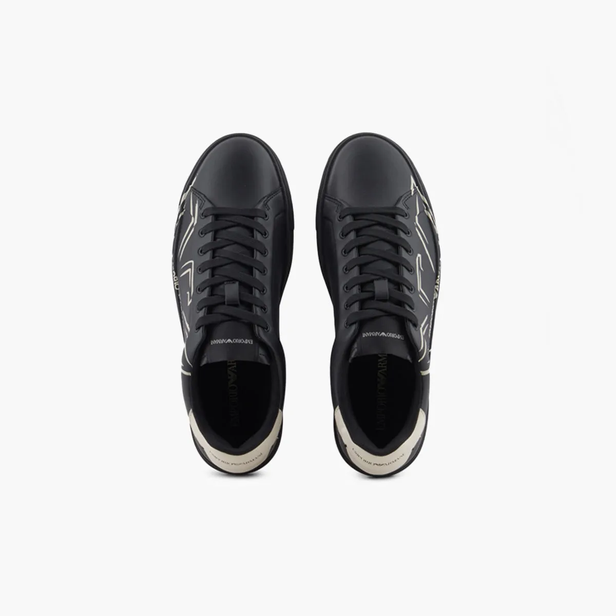 Soft Leather Round Toe Sneaker With Contrast Eagle Logo