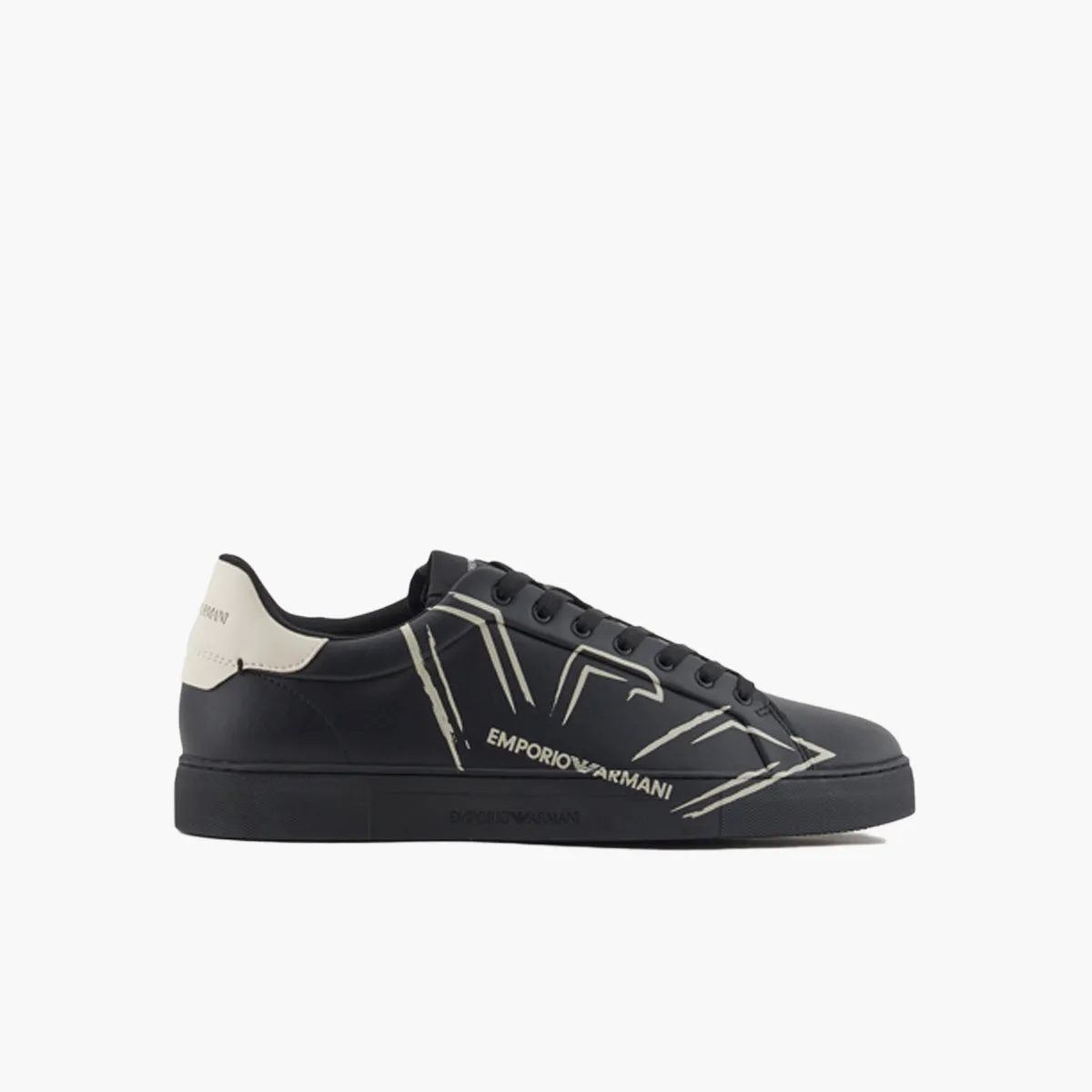 Soft Leather Round Toe Sneaker With Contrast Eagle Logo