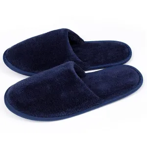 Spa Slippers, (Blue-6Pairs) Closed Toe Large Size Disposable Indoor Hotel Slippers, Fluffy Coral Fleece, Padded Sole for Comfort- for Guests, Hotel, Travel, Fits US Men Size 9 & Women Size 10