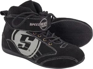 Speedway Motors Viper Mid-Top SFI 3.3/5 Racing Shoes, Size 10: Leather & FRC, Soft Compound Performance Sole, Reinforced Eyelets, Double Stitched, Hook-and-Loop Closure, Black with Gray Logo