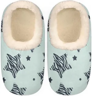 Star Women's Slippers, Zebra Stripe Soft Cozy Plush Lined House Slipper Shoes Indoor Non-Slip Slippers for Women Girls Boys Teenager