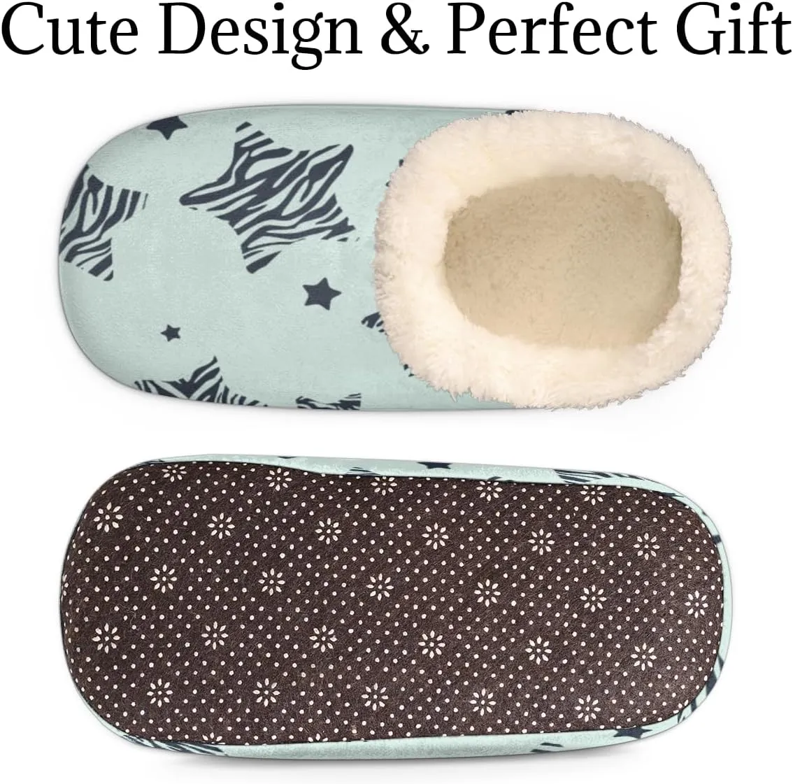 Star Women's Slippers, Zebra Stripe Soft Cozy Plush Lined House Slipper Shoes Indoor Non-Slip Slippers for Women Girls Boys Teenager