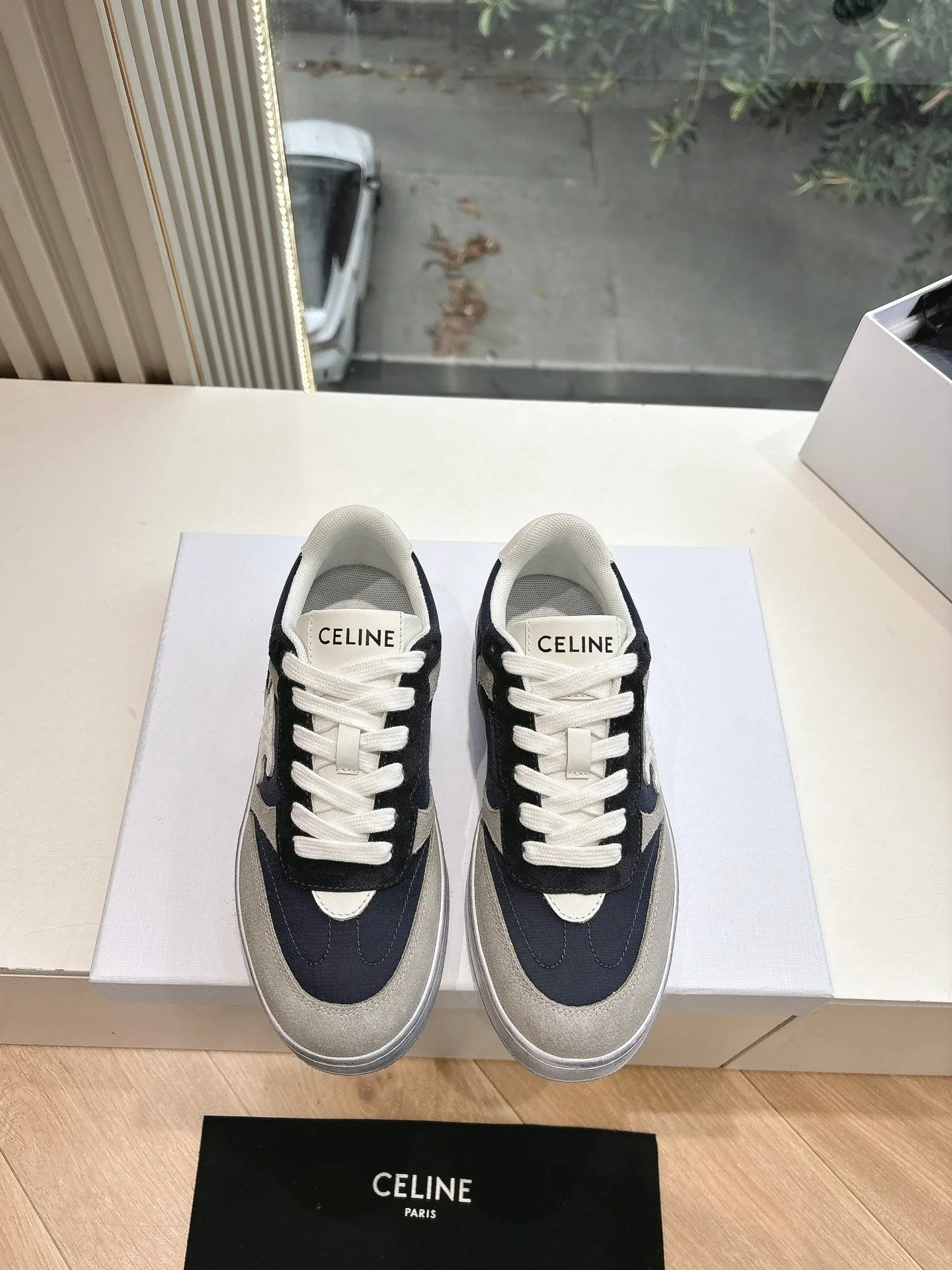 Stylish Suede Blue Celine CELINE 285895 Efficient operation Gray Sneaker
