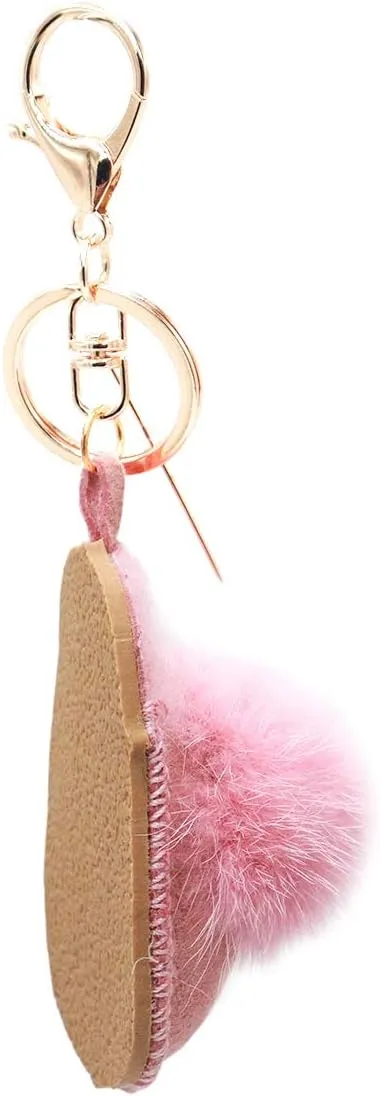 surell - Luxury Shearling Winter Slipper-Shaped Shoe Keychain with Genuine Mink Fur Trim - Fashion Lover's Bag Purse Charm