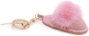 surell - Luxury Shearling Winter Slipper-Shaped Shoe Keychain with Genuine Mink Fur Trim - Fashion Lover's Bag Purse Charm