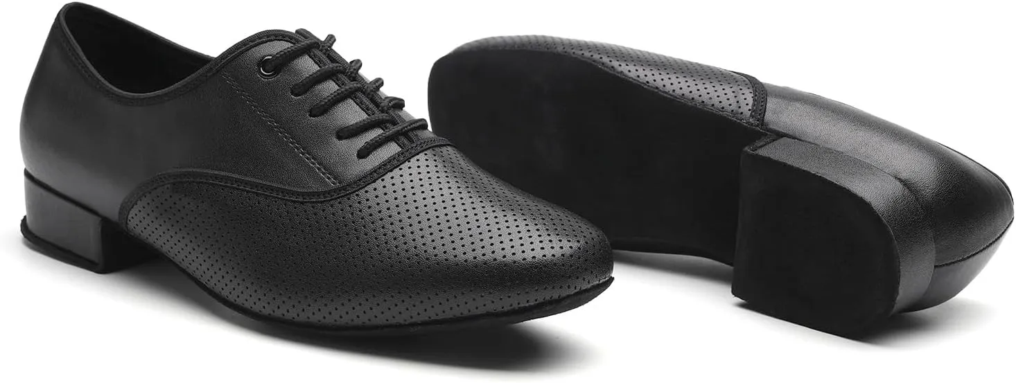 SWDZM Mens Latin Ballroom Dance Shoes Breathable Lace-up Salsa Tango Waltz Character Practice Dancing Shoes Men