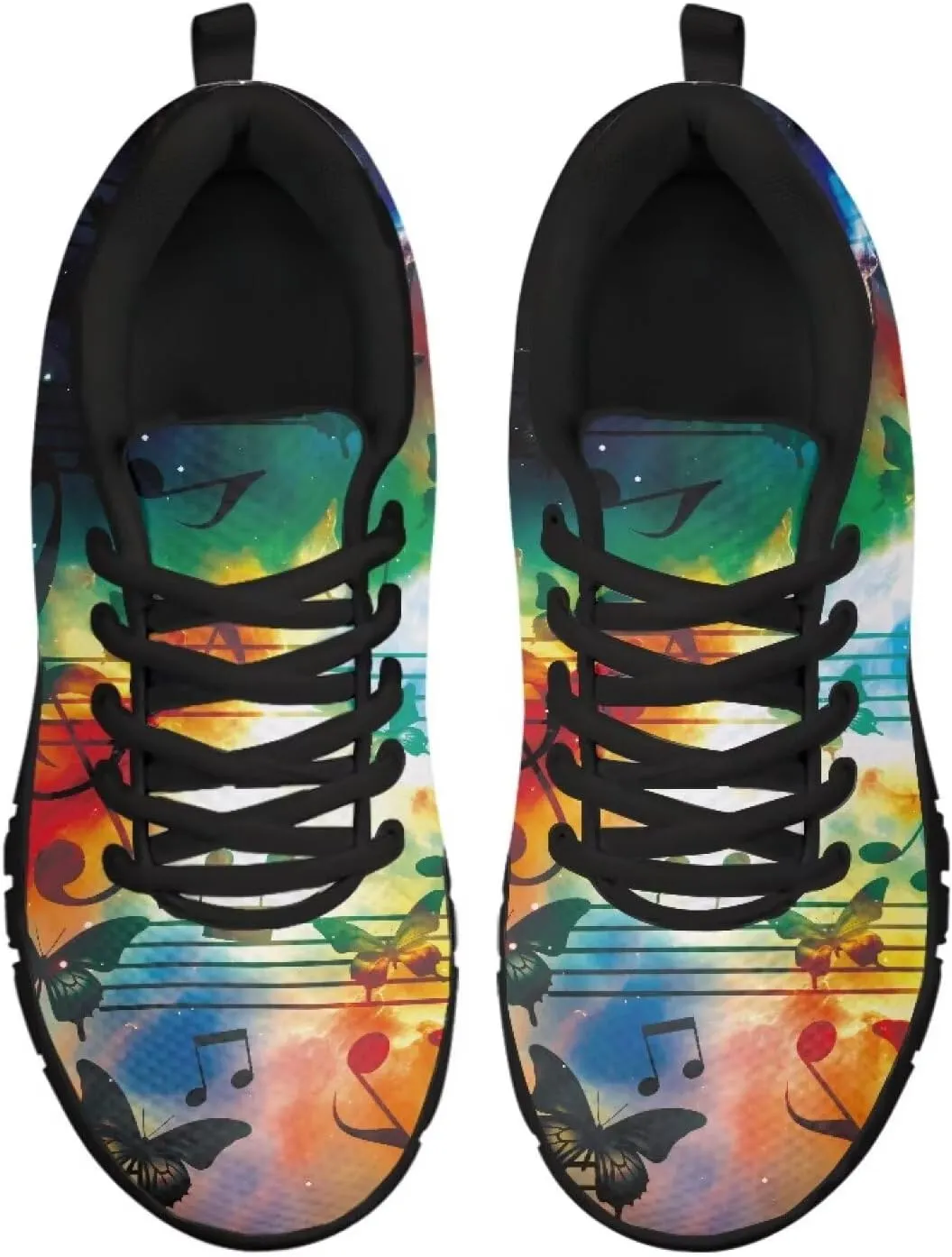 SYtrade Fashion Tennis Shoes for Women Print Slip On Running Sneakers Flat Canvas Shoes Black Sole