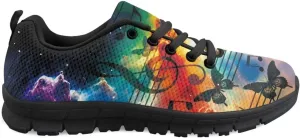 SYtrade Fashion Tennis Shoes for Women Print Slip On Running Sneakers Flat Canvas Shoes Black Sole