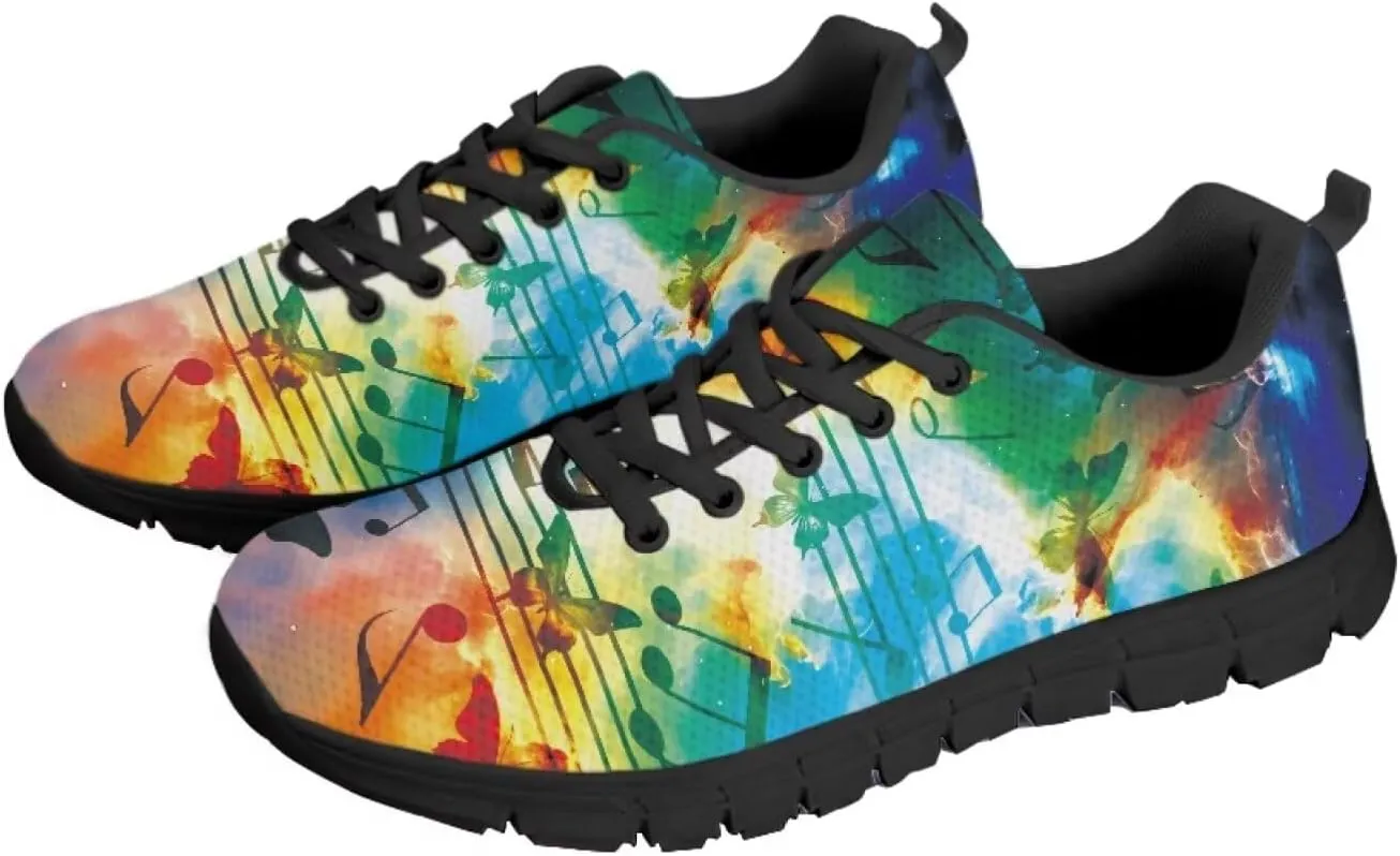 SYtrade Fashion Tennis Shoes for Women Print Slip On Running Sneakers Flat Canvas Shoes Black Sole