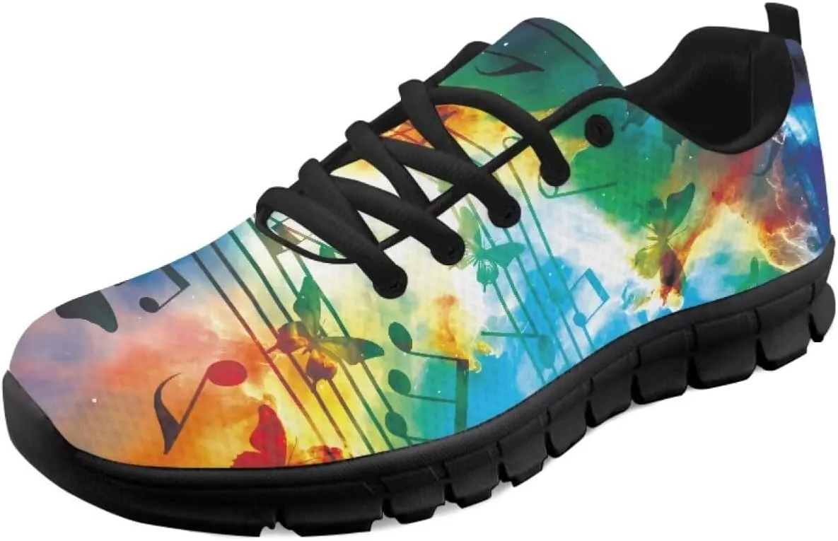 SYtrade Fashion Tennis Shoes for Women Print Slip On Running Sneakers Flat Canvas Shoes Black Sole