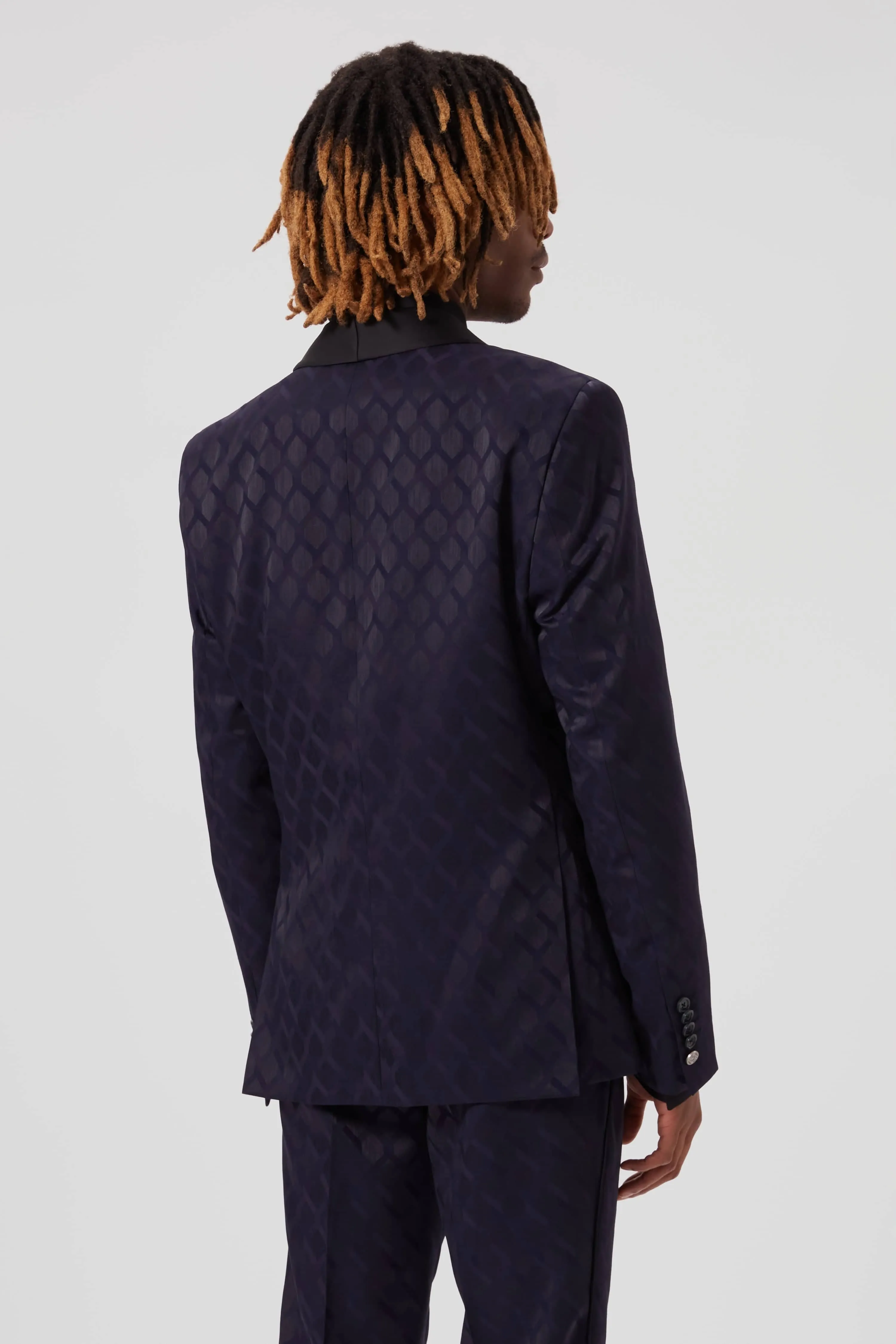 Tate Slim Fit Navy Jacquard Jacket - ARCHIVE