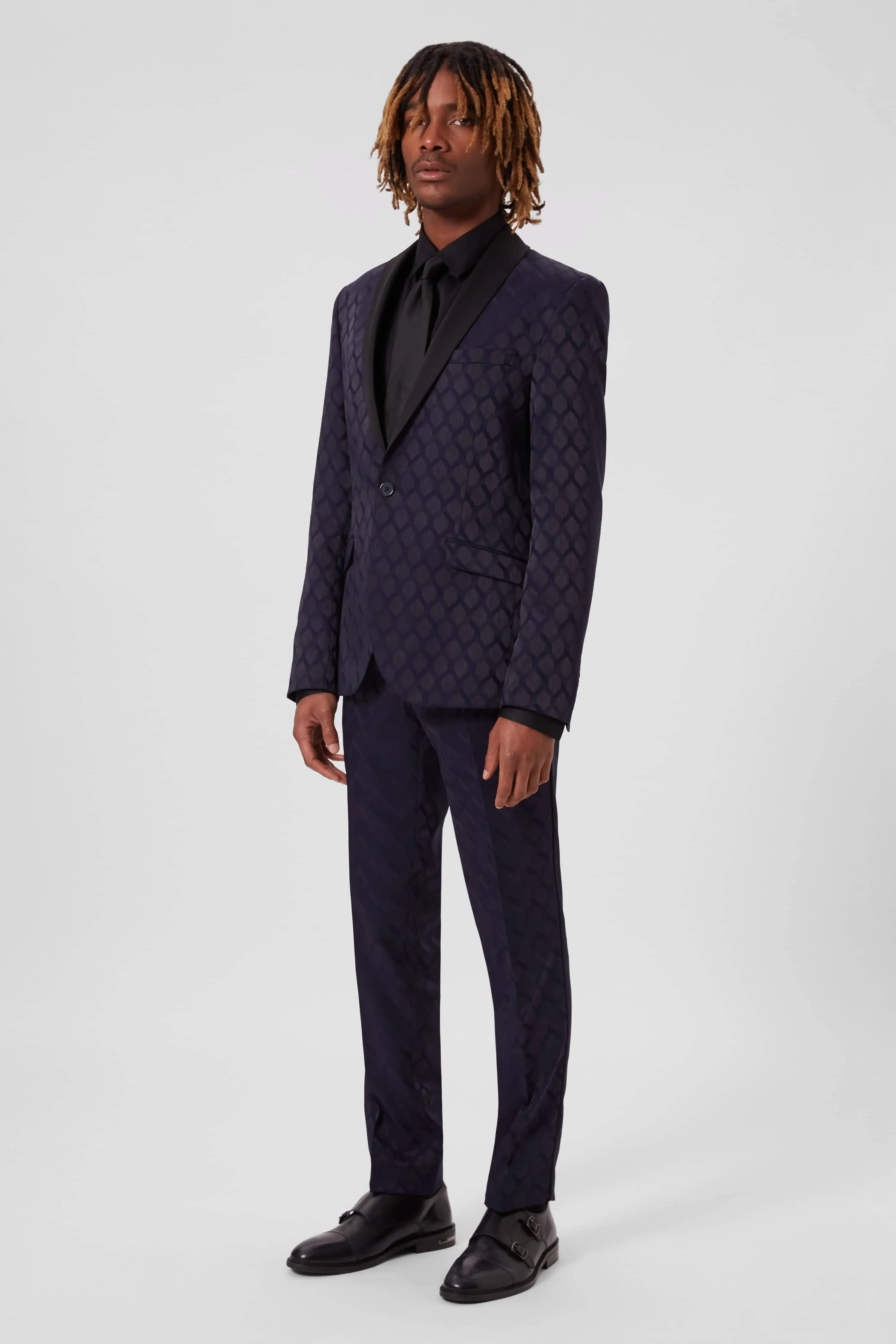 Tate Slim Fit Navy Jacquard Jacket - ARCHIVE