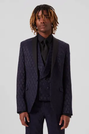 Tate Slim Fit Navy Jacquard Jacket - ARCHIVE