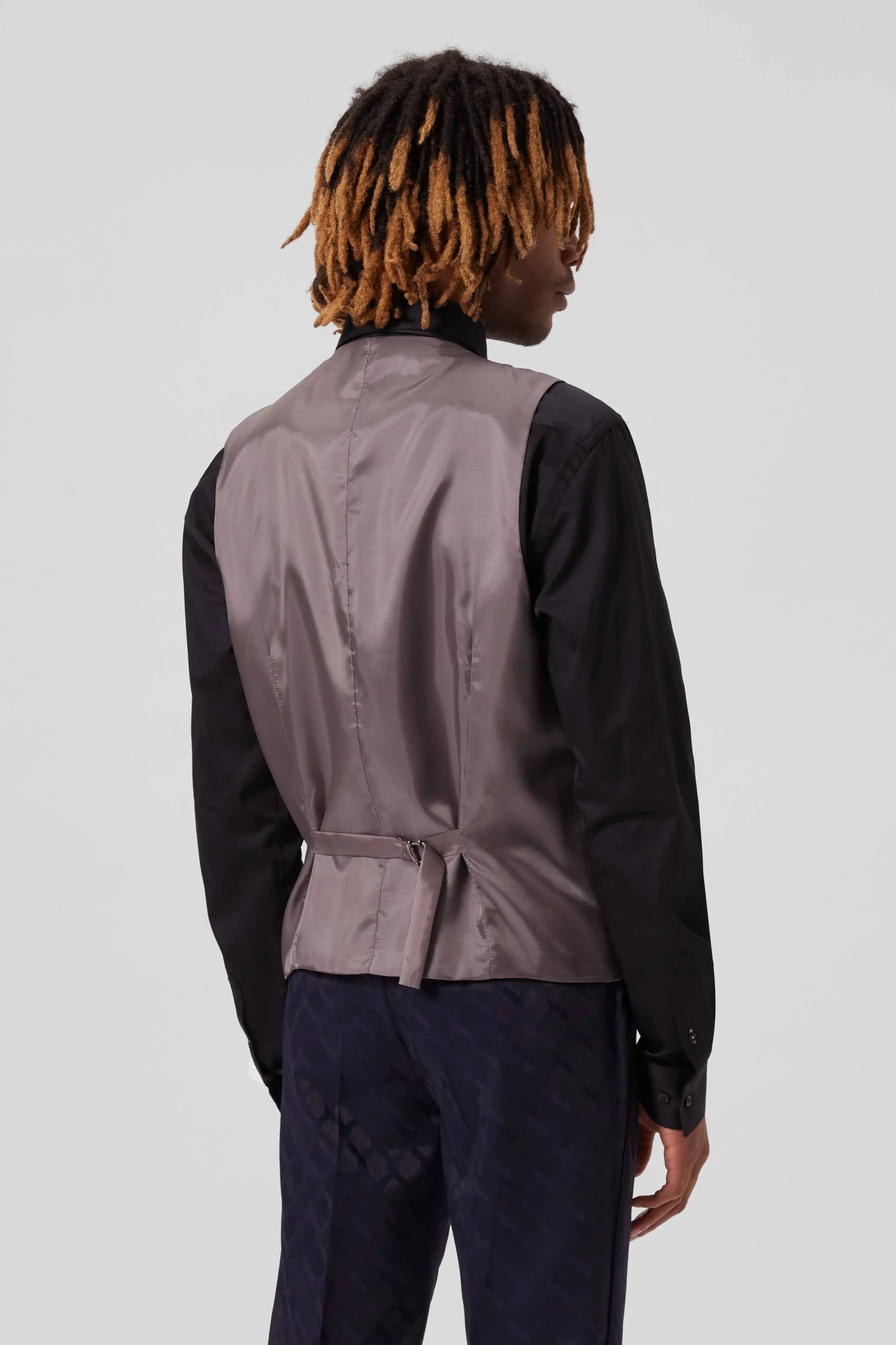Tate Slim Fit Navy Jacquard Tuxedo Waistcoat - ARCHIVE