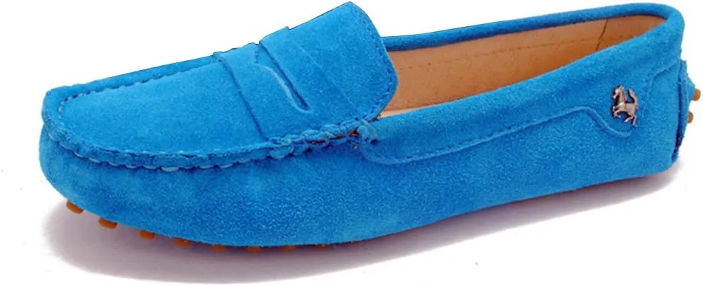 TDA Womens Comfortable Suede Leather Driving Walking Running Boat Loafers Moccasins Flats Multi Colored
