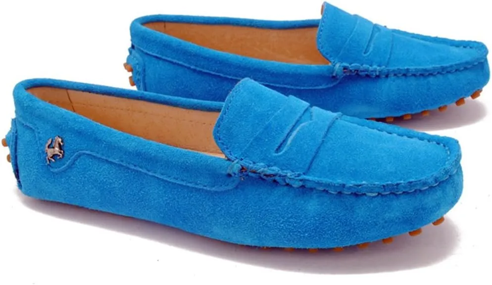 TDA Womens Comfortable Suede Leather Driving Walking Running Boat Loafers Moccasins Flats Multi Colored