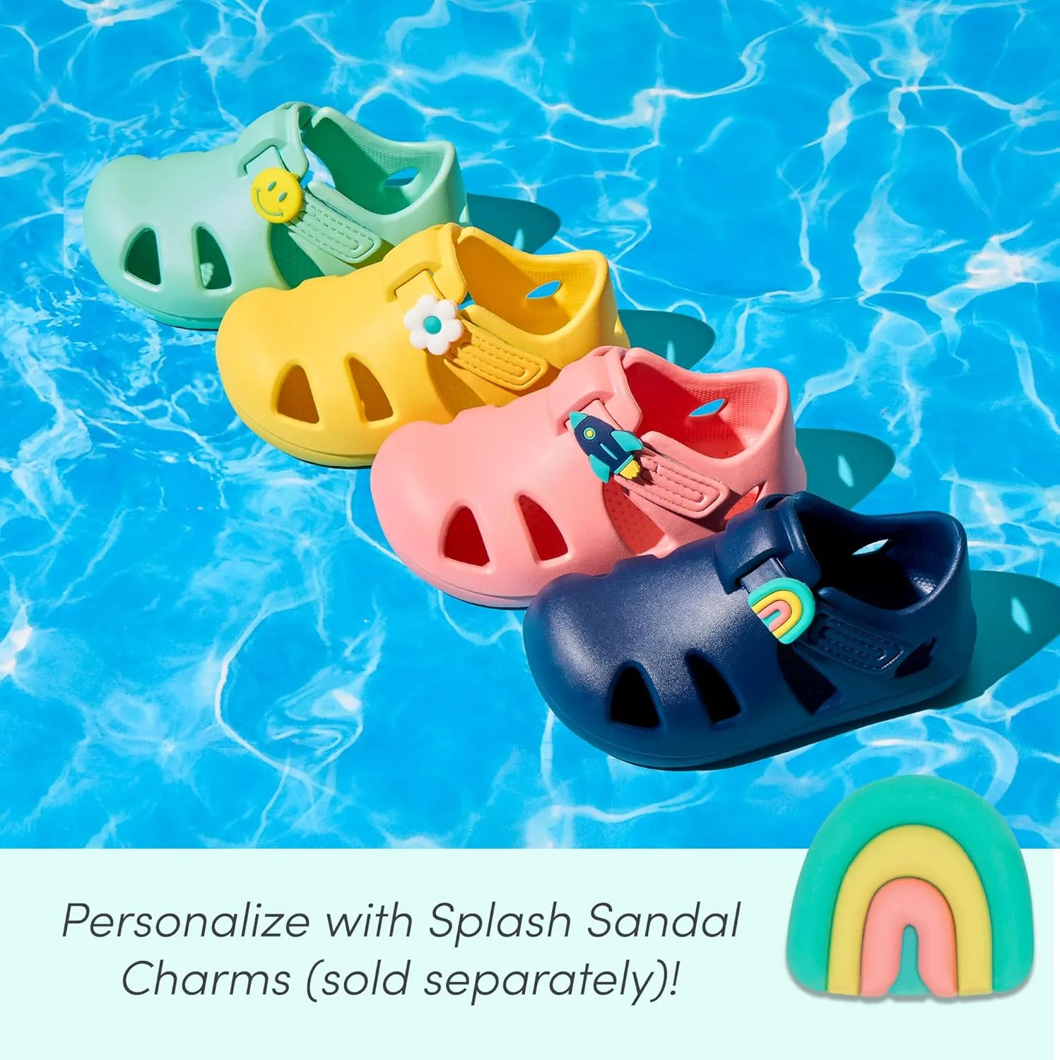 Ten Little Splash Sandals for Baby, Toddler & Kids, Adjustable, Closed Toe Water Sandals for Boys and Girls - Lightweight, Quick Drying Kids Water Shoes, and Flexible EVA with Traction