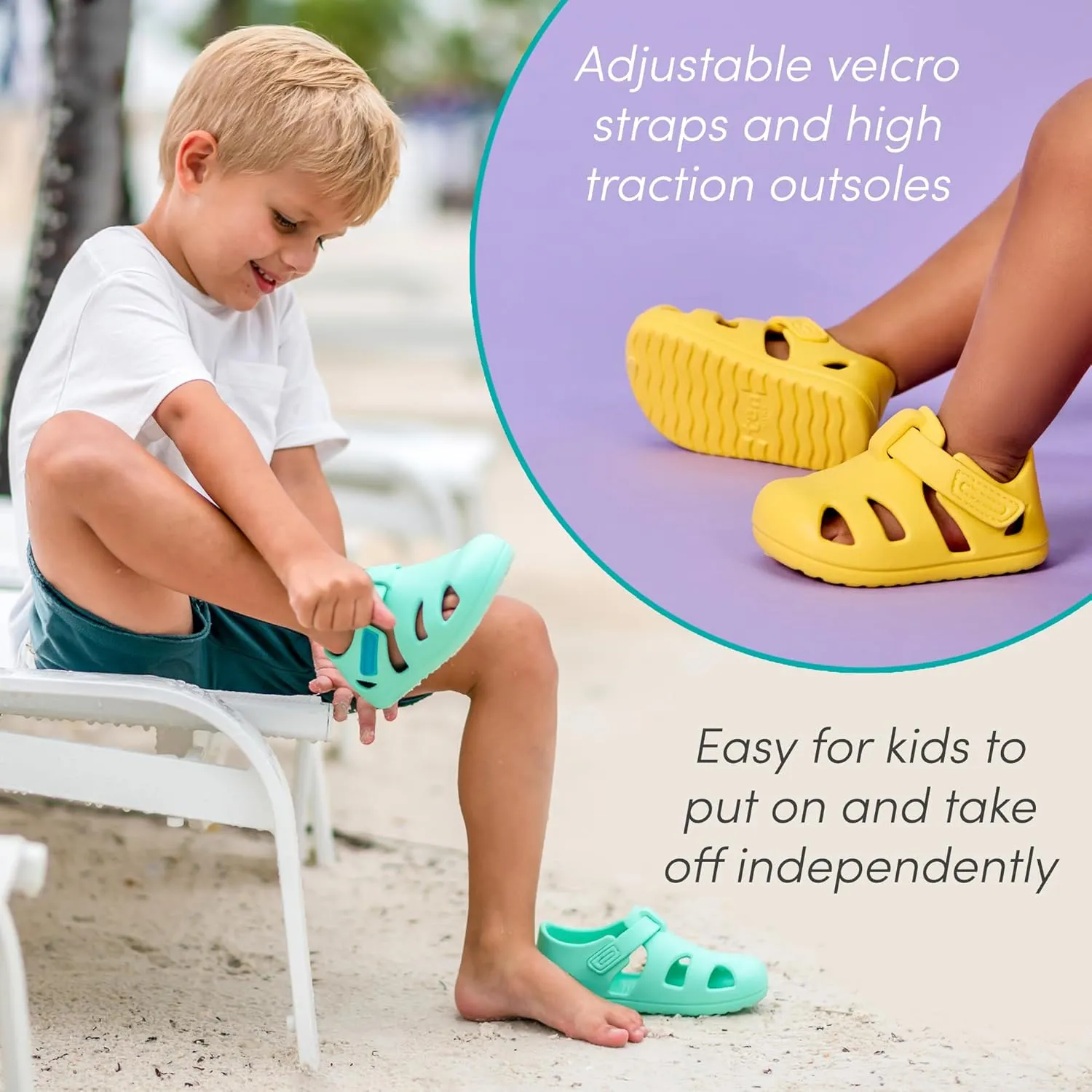 Ten Little Splash Sandals for Baby, Toddler & Kids, Adjustable, Closed Toe Water Sandals for Boys and Girls - Lightweight, Quick Drying Kids Water Shoes, and Flexible EVA with Traction