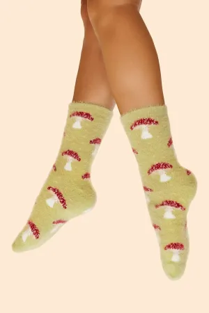 Tiny Toadstools Fuzzy Slipper Socks