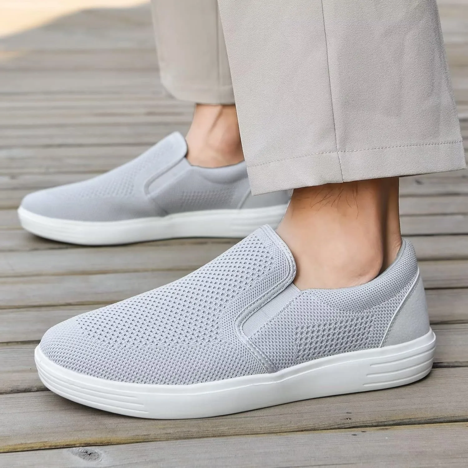 TIOSEBON Men's Mesh Slip on Walking Shoes-Comfortable Drving Loafer Fashion Sneaker