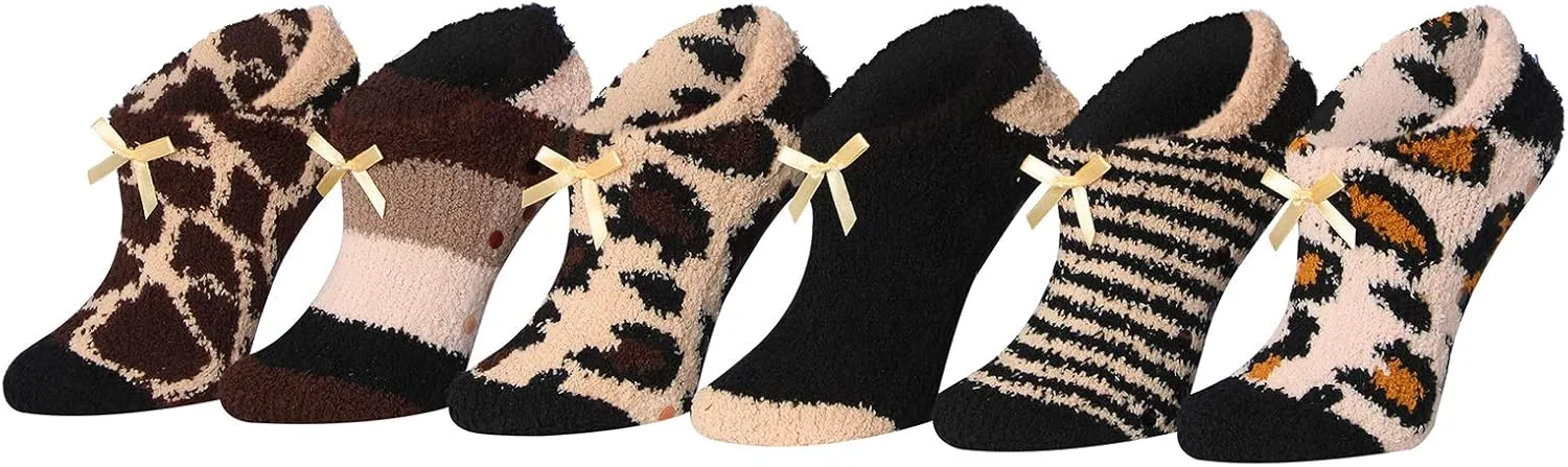 Tipi Toe Women's 3 & 6-Pairs Cozy Microfiber Soft Anti-Skid Fuzzy Crew Socks Slipper Avaible In Sizes 9-11