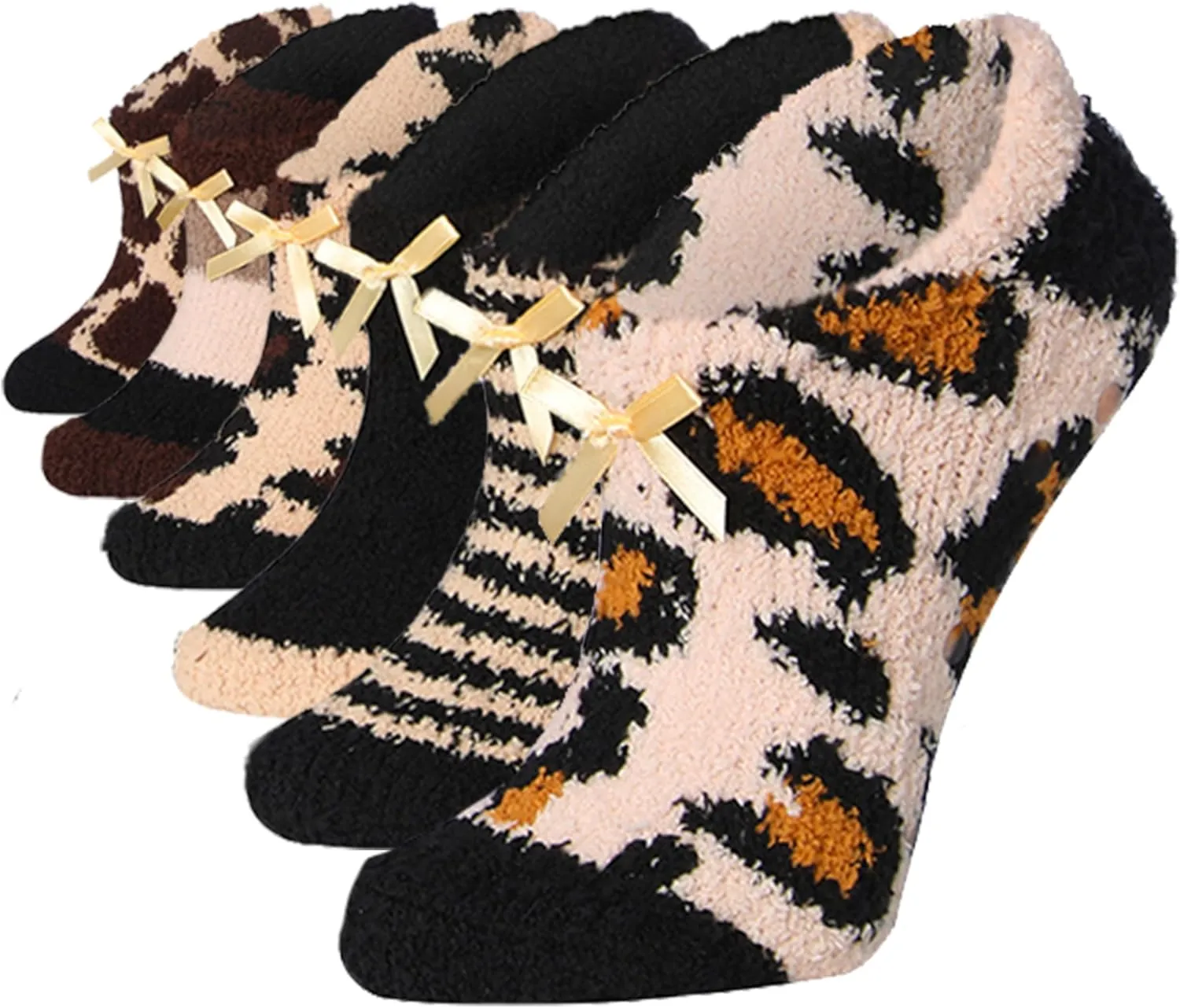 Tipi Toe Women's 3 & 6-Pairs Cozy Microfiber Soft Anti-Skid Fuzzy Crew Socks Slipper Avaible In Sizes 9-11