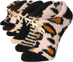 Tipi Toe Women's 3 & 6-Pairs Cozy Microfiber Soft Anti-Skid Fuzzy Crew Socks Slipper Avaible In Sizes 9-11