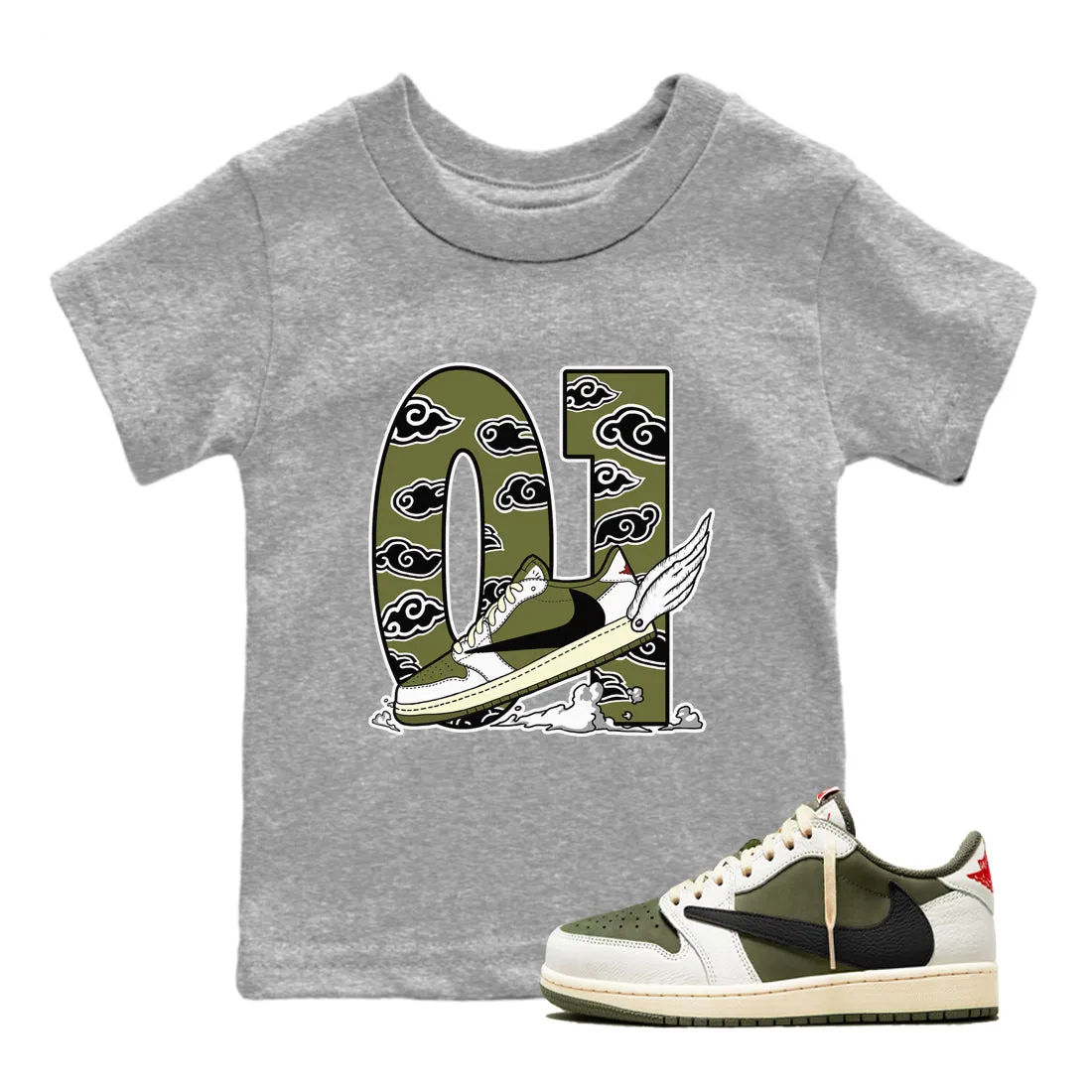 To Express delivery Scott Friendly support Clouds Tees Travis - Jordan The Fly 1 Medium Olive Kids Air SNRT Sneaker