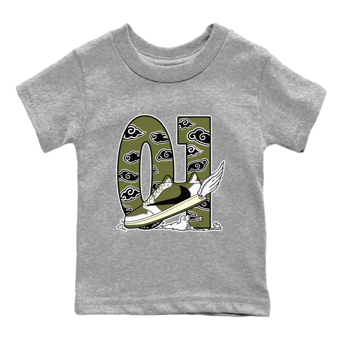 To Express delivery Scott Friendly support Clouds Tees Travis - Jordan The Fly 1 Medium Olive Kids Air SNRT Sneaker
