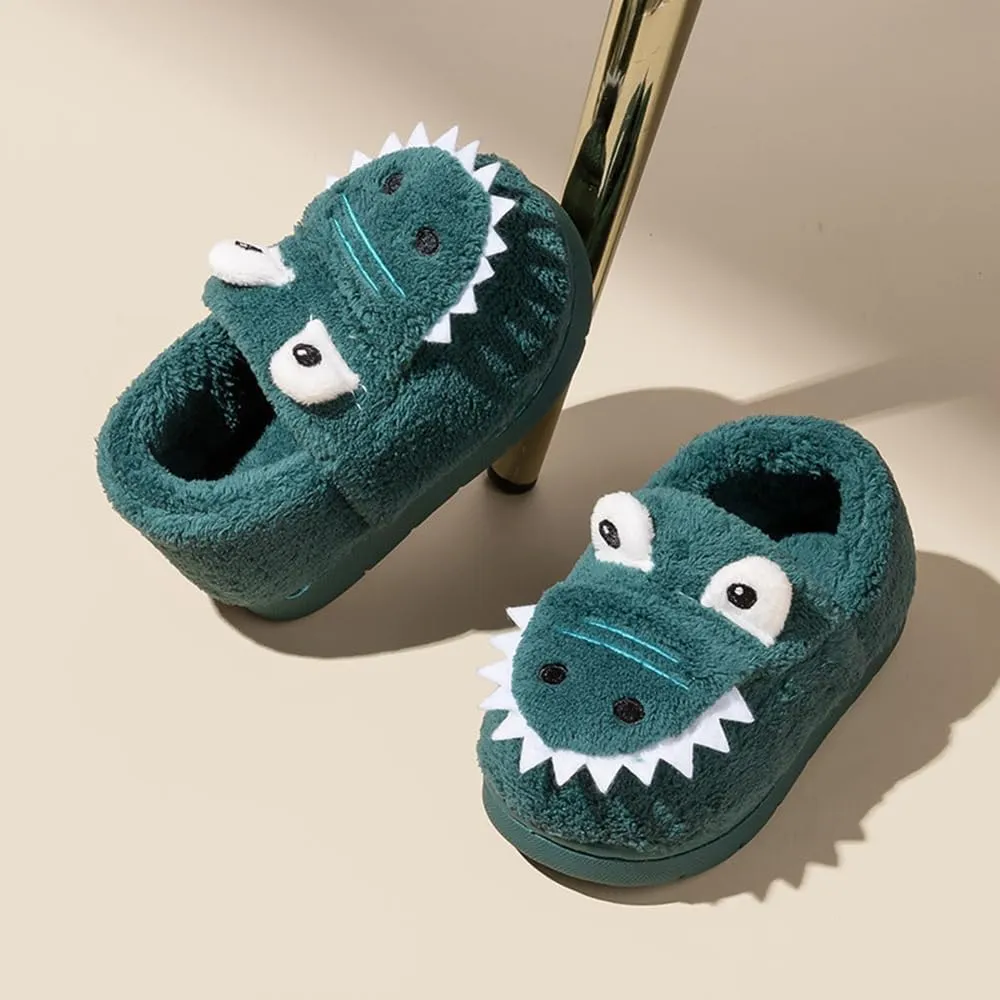 Toddler Boys Girls Dinosaur House Slippers Kids Cute Animal Slippers with Memory Foam Plush Warm Non-slip Home Shoes for Indoor and Outdoor