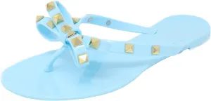 TOP Moda Womens Studded Jelly Flip Flops Sandals with Bow