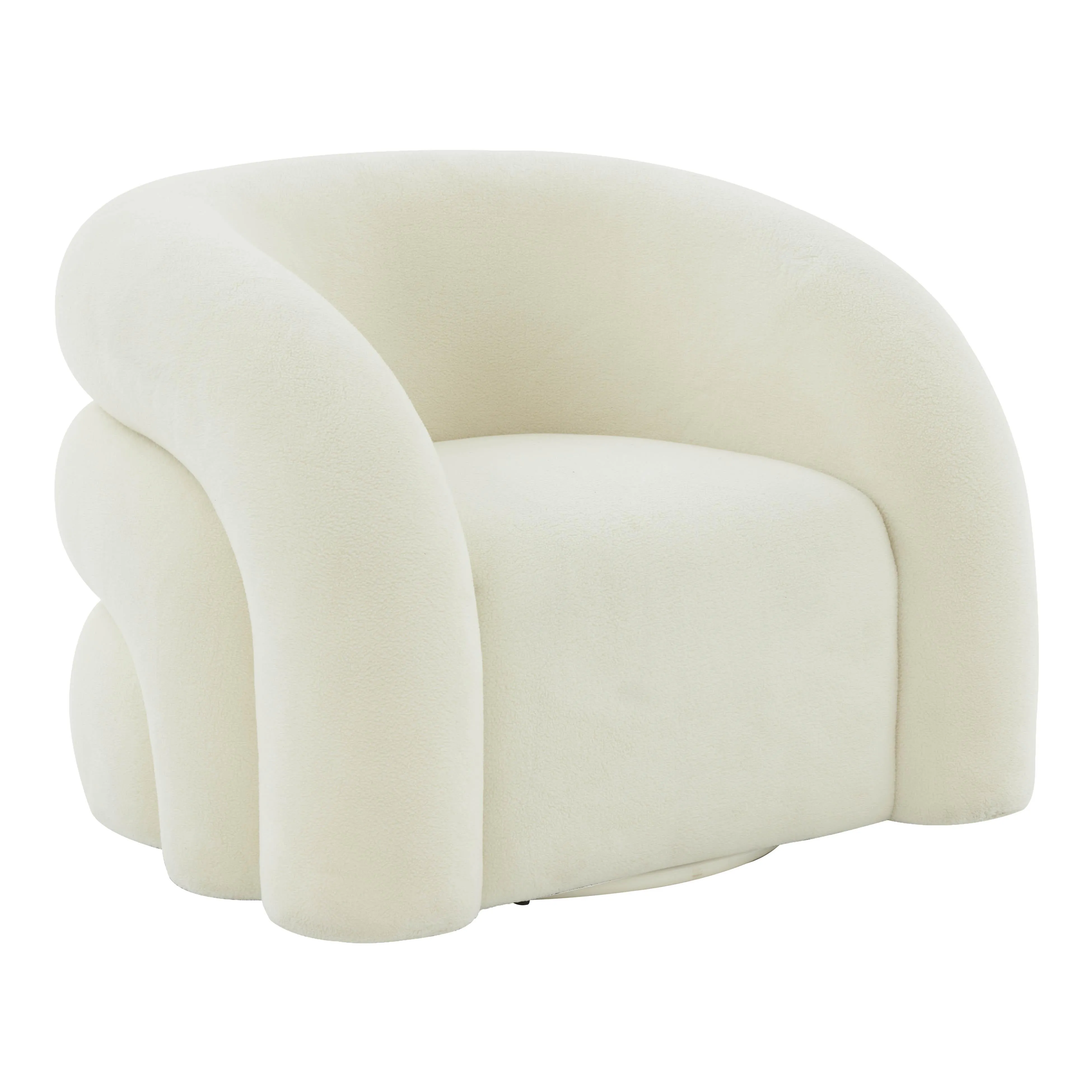 Tov Slipper Cream Vegan Shearling Swivel Chair