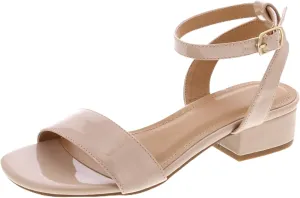 TruFox Open Toe Ankle Strap Low Block Heel Dressy Sandal