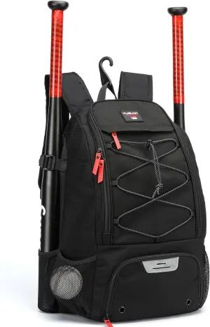 TUGUAN Baseball Bags for Adults Mens with Fence Hook, Laptop Compartment, Shoes Compartment & Glove Holder Portable Youth Boys Softball Backpack Coaches Catchers Team Equipment Gear Bags