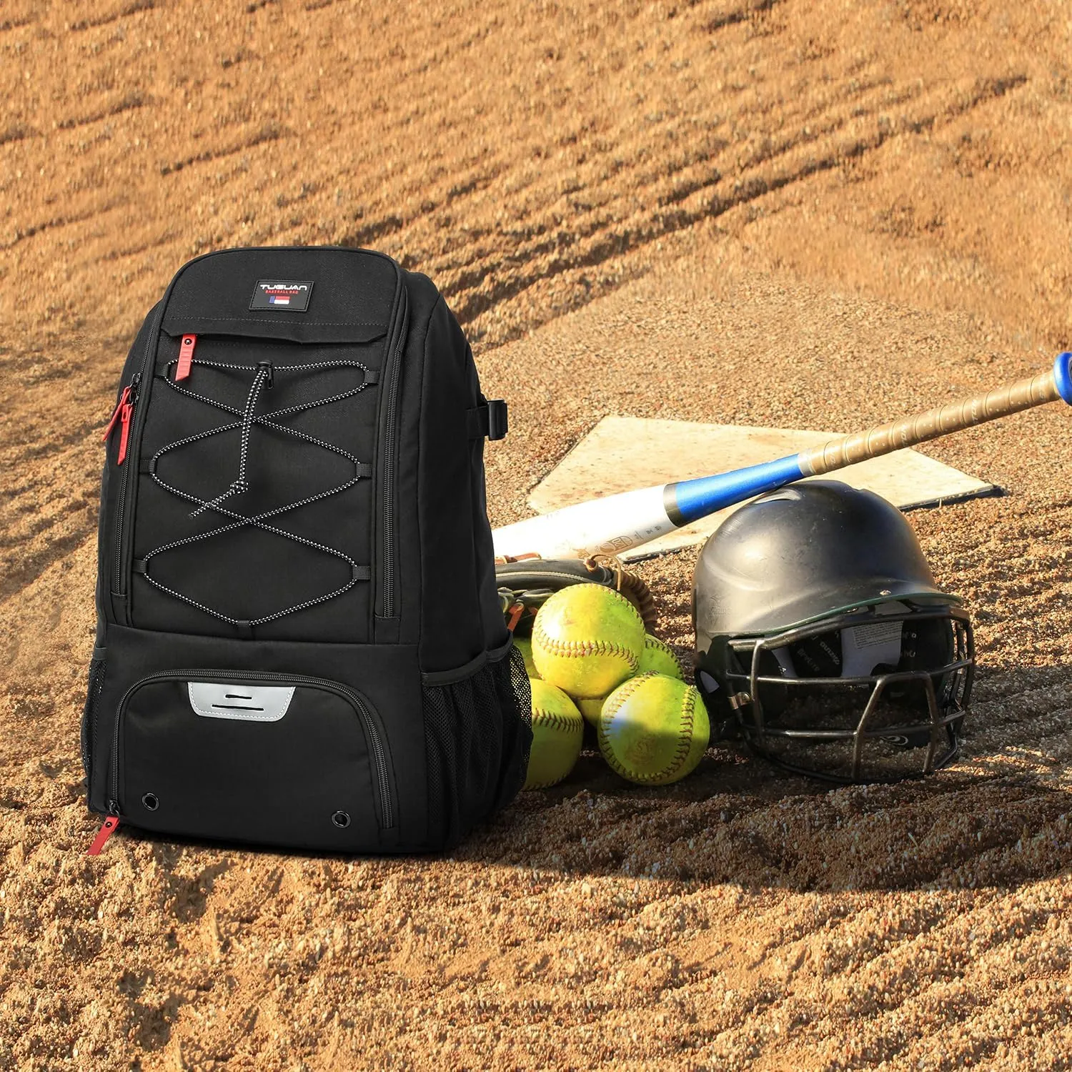 TUGUAN Baseball Bags for Adults Mens with Fence Hook, Laptop Compartment, Shoes Compartment & Glove Holder Portable Youth Boys Softball Backpack Coaches Catchers Team Equipment Gear Bags