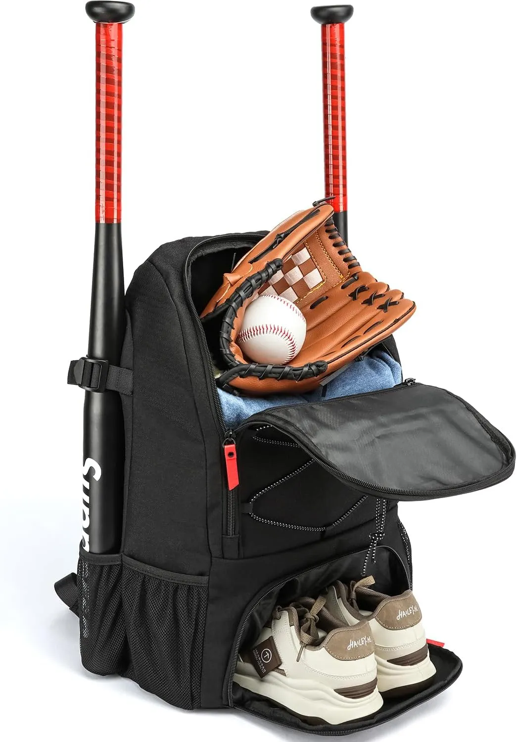 TUGUAN Baseball Bags for Adults Mens with Fence Hook, Laptop Compartment, Shoes Compartment & Glove Holder Portable Youth Boys Softball Backpack Coaches Catchers Team Equipment Gear Bags