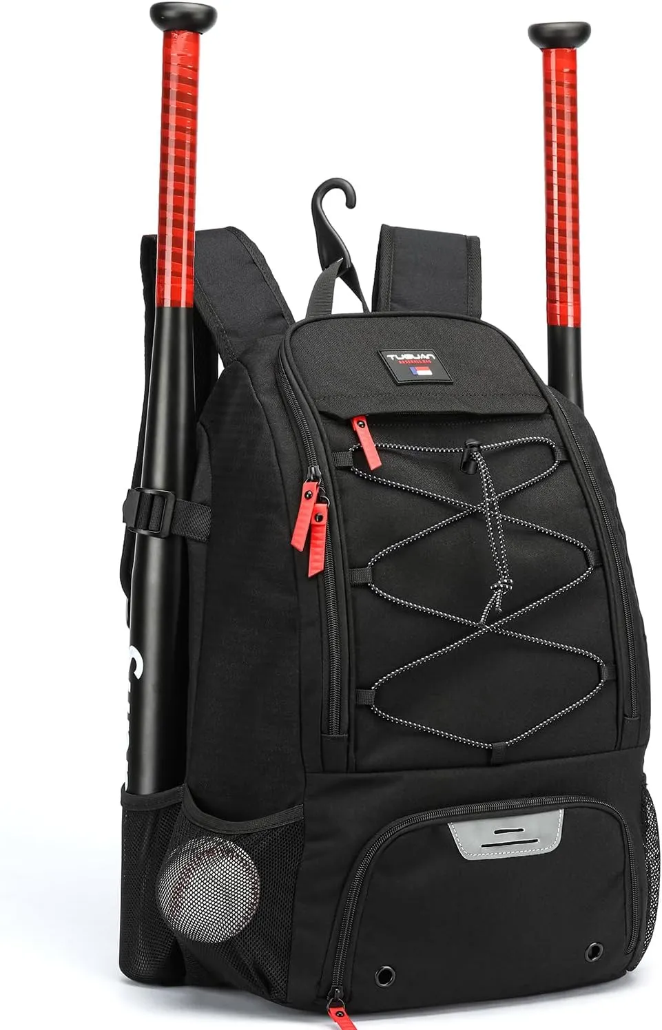 TUGUAN Baseball Bags for Adults Mens with Fence Hook, Laptop Compartment, Shoes Compartment & Glove Holder Portable Youth Boys Softball Backpack Coaches Catchers Team Equipment Gear Bags