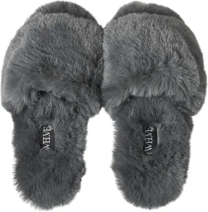 Twelve AM Co. Womens So Good Fluffy Slippers